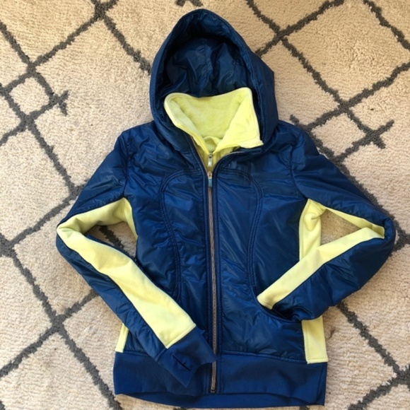 lululemon athletica Jackets & Blazers - Lululemon Uba Beaming Blue & Yellow Hoodie Size 6
